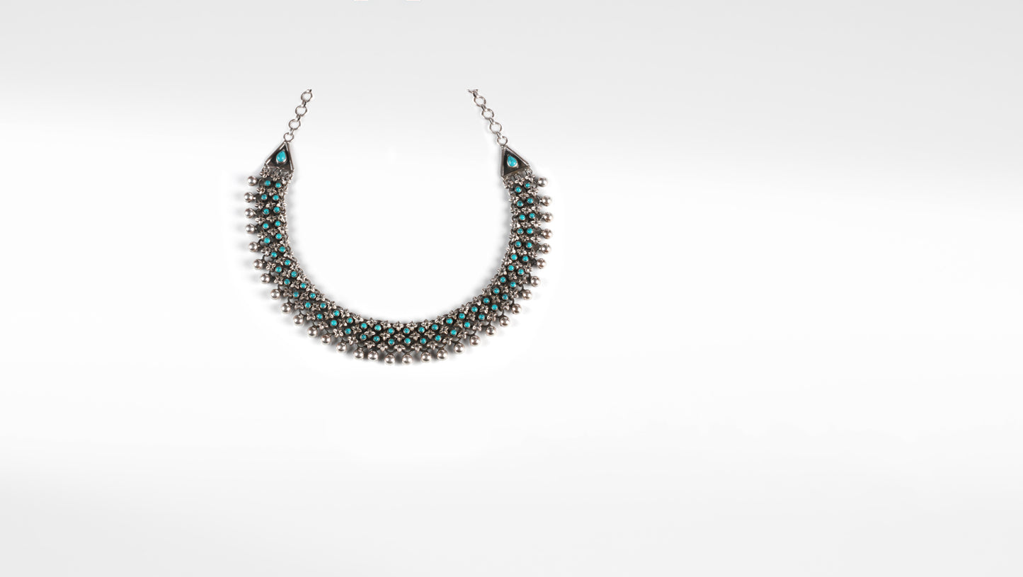 Nura Silver Oxidised Necklace