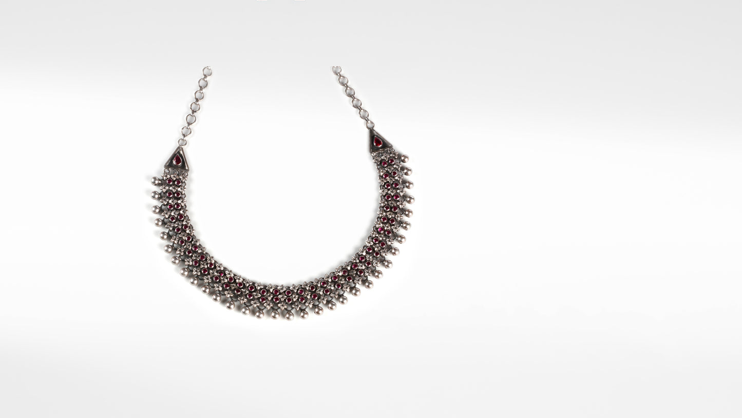 Reina Silver Oxidised Necklace