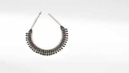 Nasira Silver Oxidised Necklace