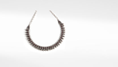 Silver Malika Oxidised Necklace