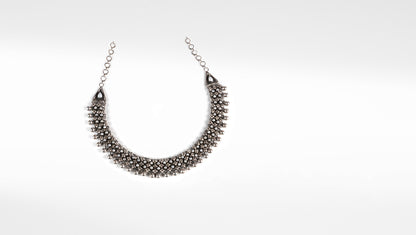 Takisha Silver Oxidised Necklace