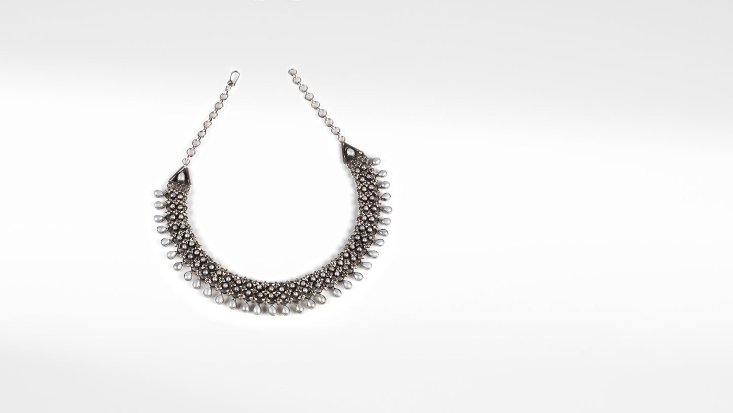 Ligia Silver Oxidised Necklace