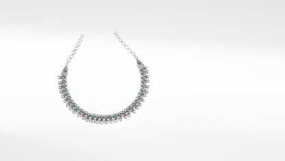 Silver Zaina Oxidised Necklace