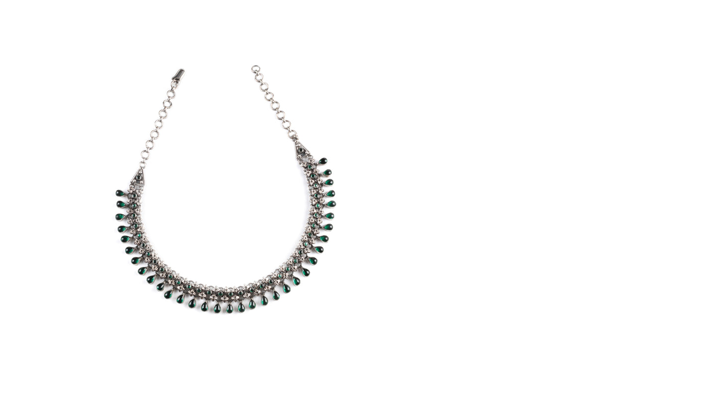 Silver Jamila Oxidised Necklace