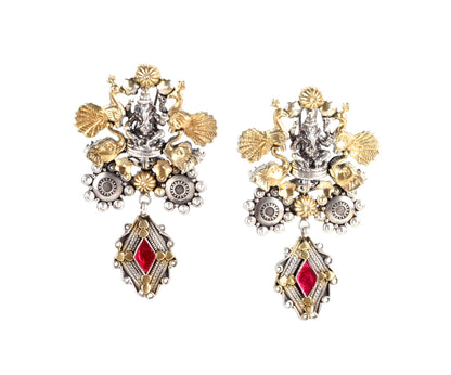 Sangeeta Boochra Silver Earrings With 24K Gold Plating-Earrings-Sangeeta Boochra