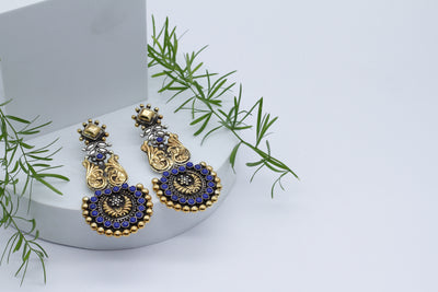 Alia Bhatt in Sangeeta Boochra Silver Handmade Earrings With Blue Stone