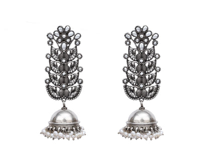Raveena Tandon in Sangeeta Boochra Silver Handmade Earrings-Earrings-Sangeeta Boochra