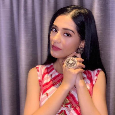 Amrita rao Earrings and Ring-Earrings-Sangeeta Boochra