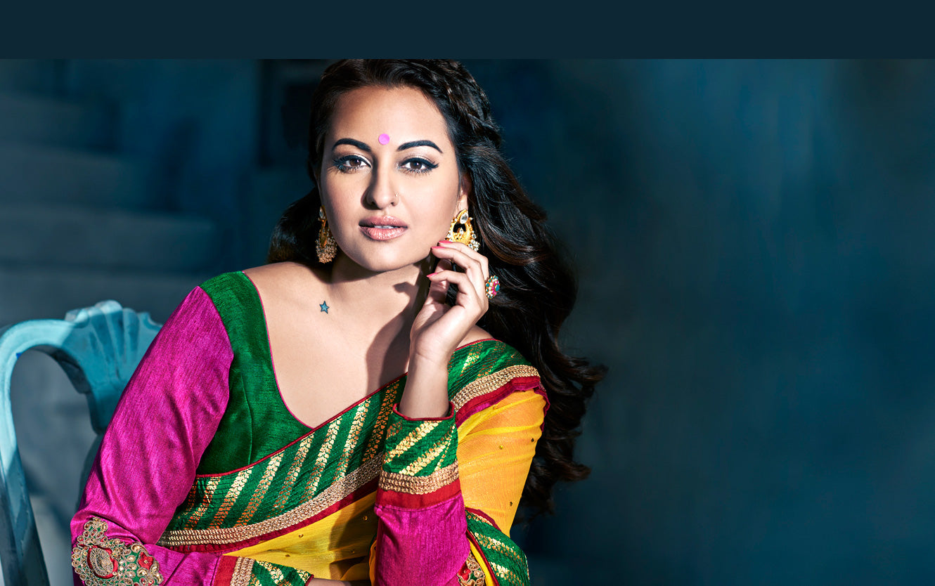 Sonakshi sinha in Earrings And Ring Studded With 24K Gold Plated-Earrings-Sangeeta Boochra