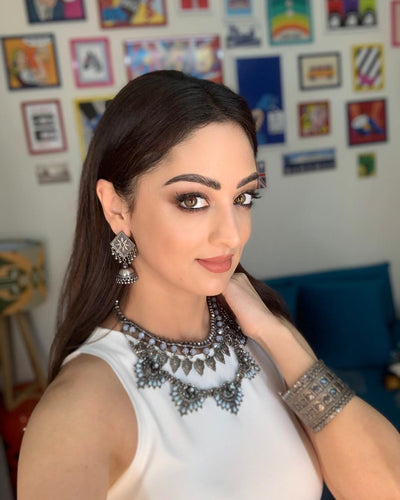 Sandeepa Dhar in silver necklace , earring and bangle-Necklace-Sangeeta Boochra