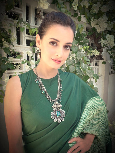 Dia Mirza in Silver Necklace-Necklace-Sangeeta Boochra