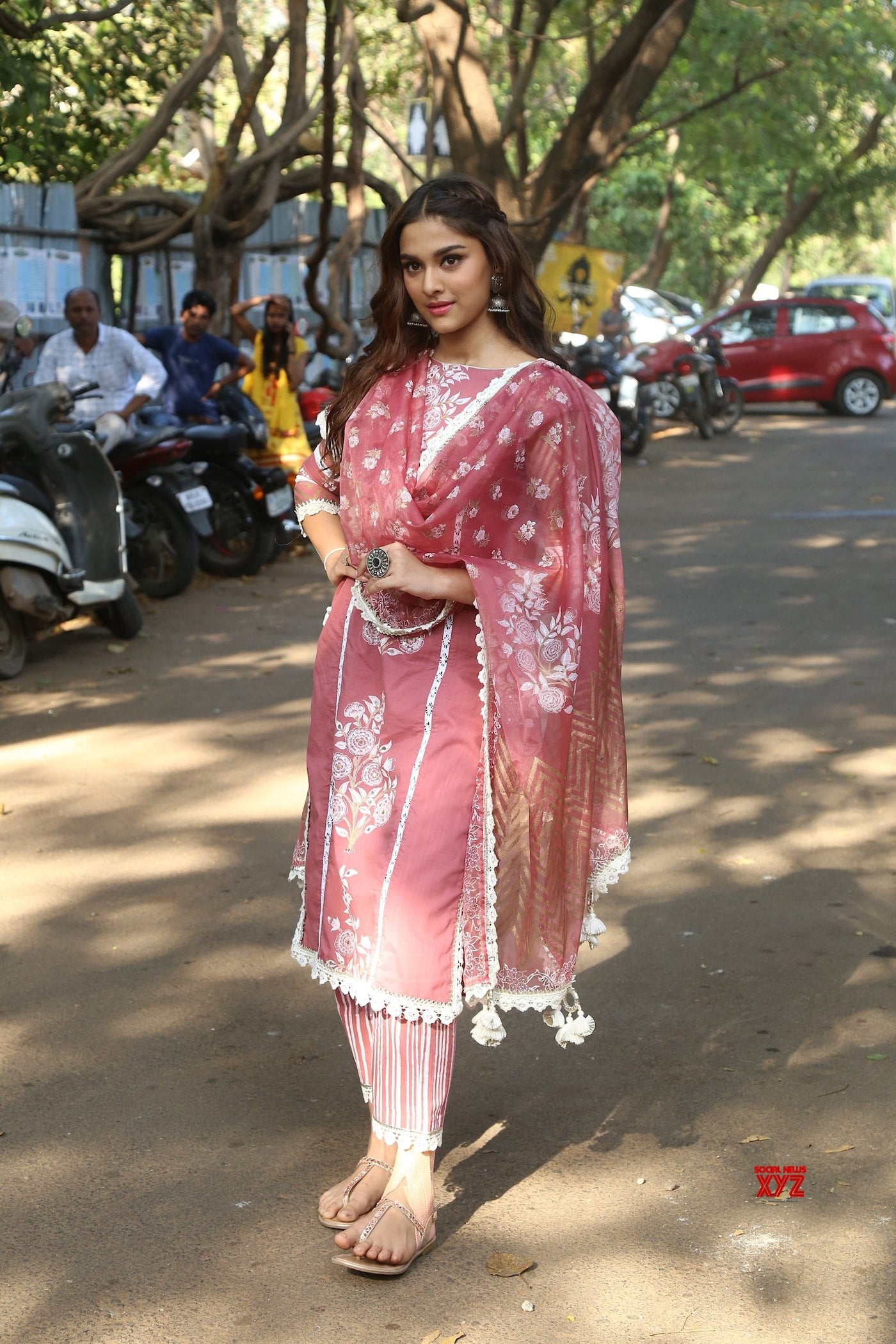 Saiee Manjrekar in Silver Handcrafted Earrings and Ring-Earrings-Sangeeta Boochra