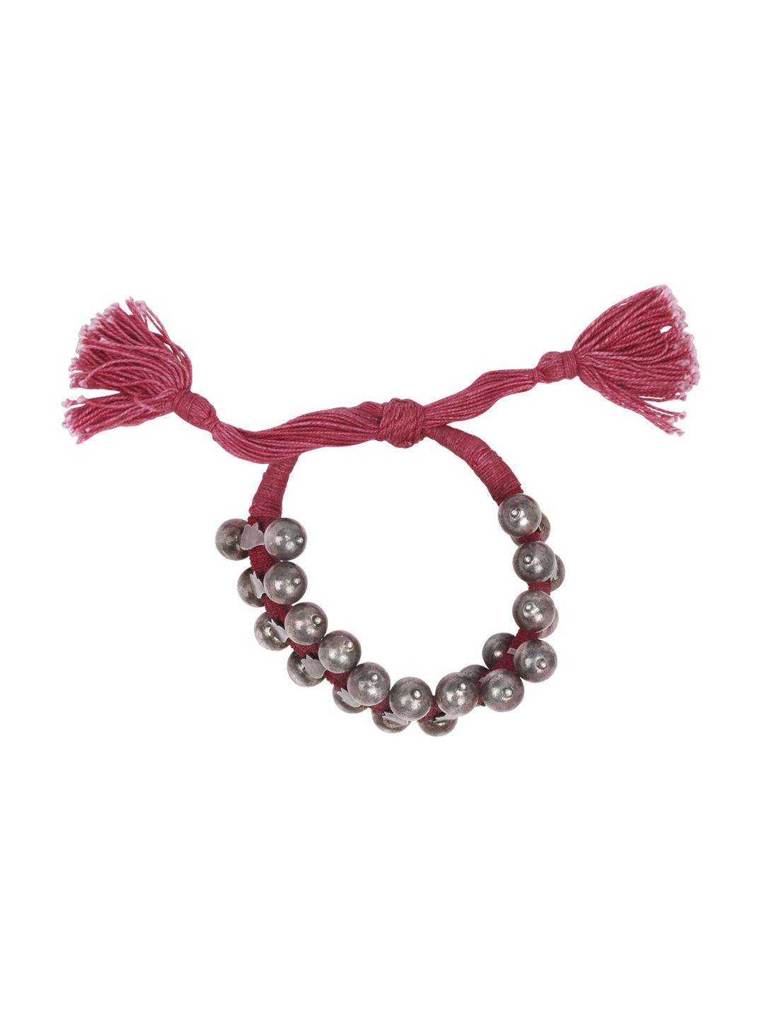 Sangeeta Boochra Pink Tribal Silver Adjustable Bracelet-Bracelets-Sangeeta Boochra