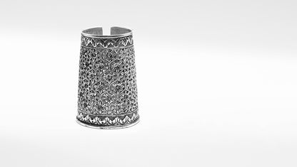 Charbagh - Silver Giti Floral Cuff Bracelet