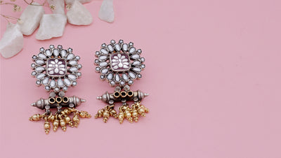 Leila Silver Earrings Studded With Beautiful Tiny Kundans