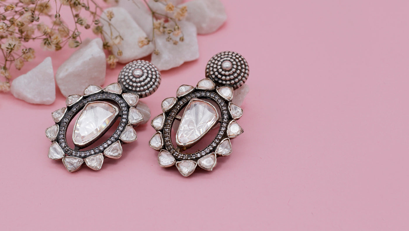 Charbagh - Silver Mahtab Earrings
