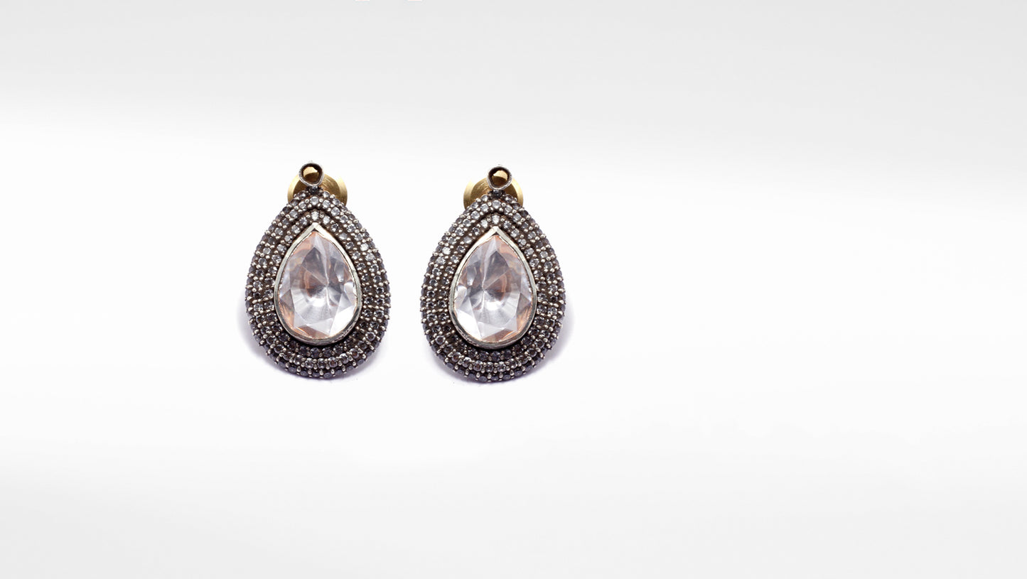 Charbagh - Silver Meesha Drop Earrings