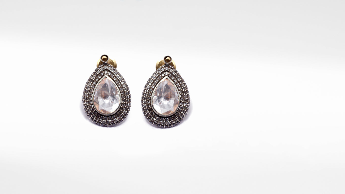 Charbagh - Silver Meesha Drop Earrings