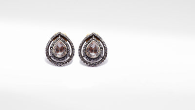 Charbagh - Silver Mehru Drop Stud Earrings