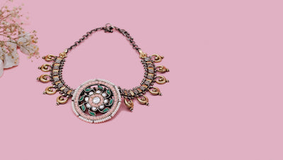 Charbagh - Silver Afsarara Kundan Necklace