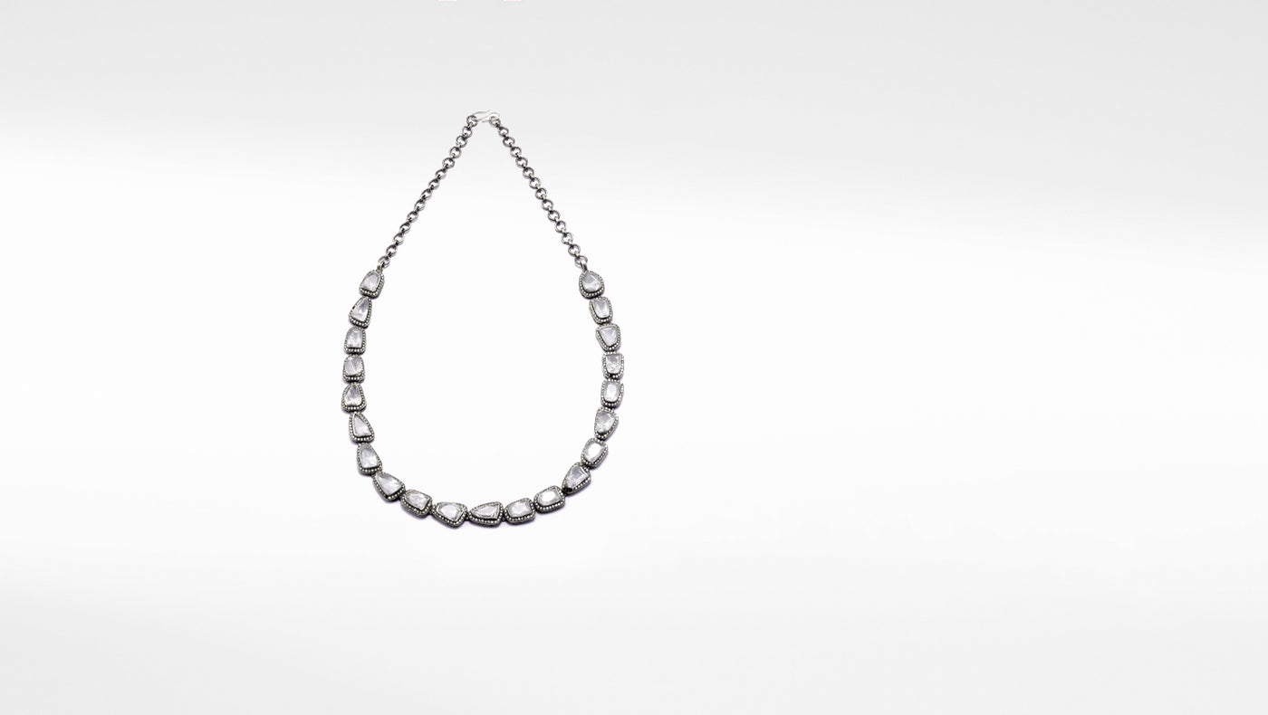 Charbagh - Silver Moissanite Cyra Necklace
