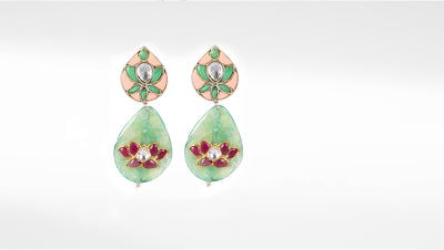 Silver Earring Pair Attached With Hanging Prehnite Gemstone
