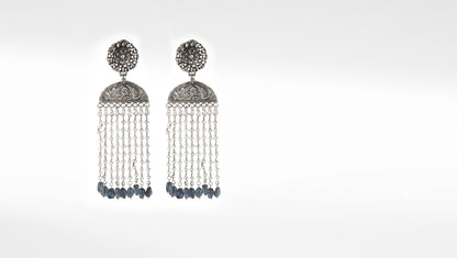 Zehra Silver Pearl Drop Earrings