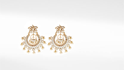 22 Carat Gold Plated Chandbali Earring With Kundan Work