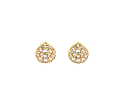 Sangeeta Boochra Gold Plated Red Flicker Studs-Earrings-Sangeeta Boochra