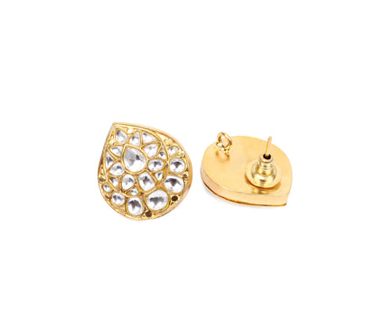 Sangeeta Boochra Gold Plated Red Flicker Studs-Earrings-Sangeeta Boochra