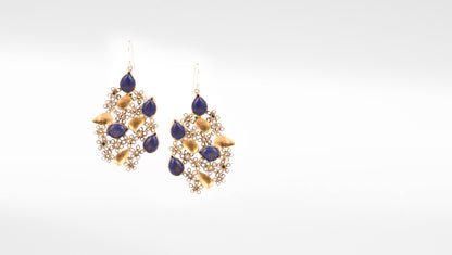 Sangeeta Boochra Blue Gold Tone Silver Earrings