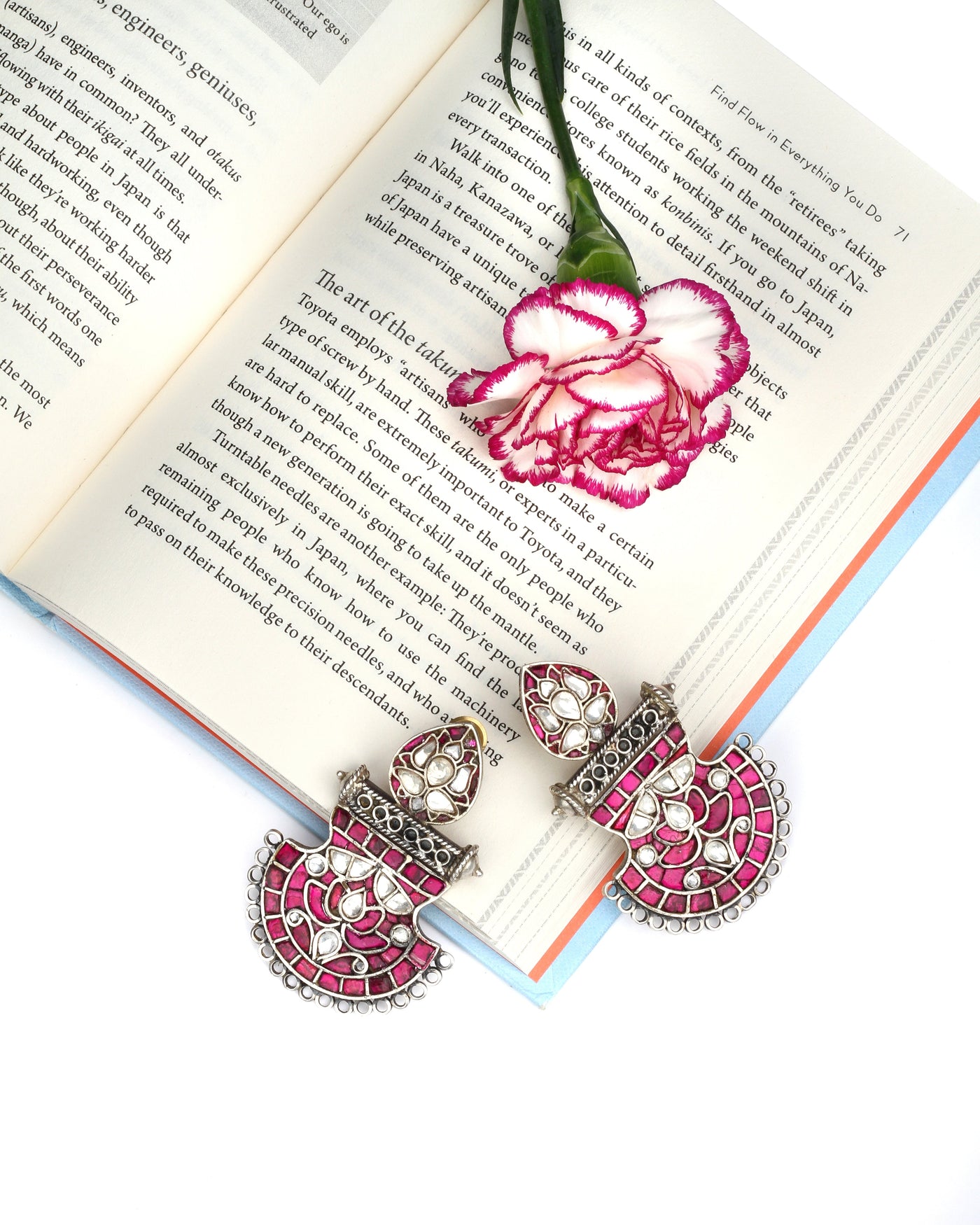 Sangeeta Boochra Pink Tribal Silver Earrings-Earrings-Sangeeta Boochra