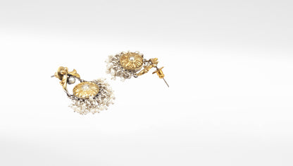 Sangeeta Boochra Gold Tone Tribal Silver Earrings With Pearls