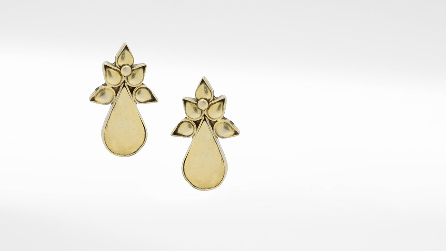 Sangeeta Boochra Gold Tone Tribal Silver Earrings