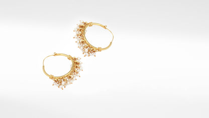 Sangeeta Boochra Gold Tone Tribal Silver Earrings With Pearls