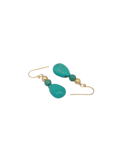 Sangeeta Boochra Turquoise Gold Tone Tribal Silver Earrings-Earrings-Sangeeta Boochra