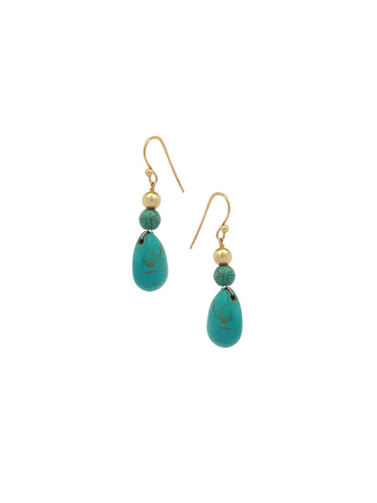 Sangeeta Boochra Turquoise Gold Tone Tribal Silver Earrings-Earrings-Sangeeta Boochra