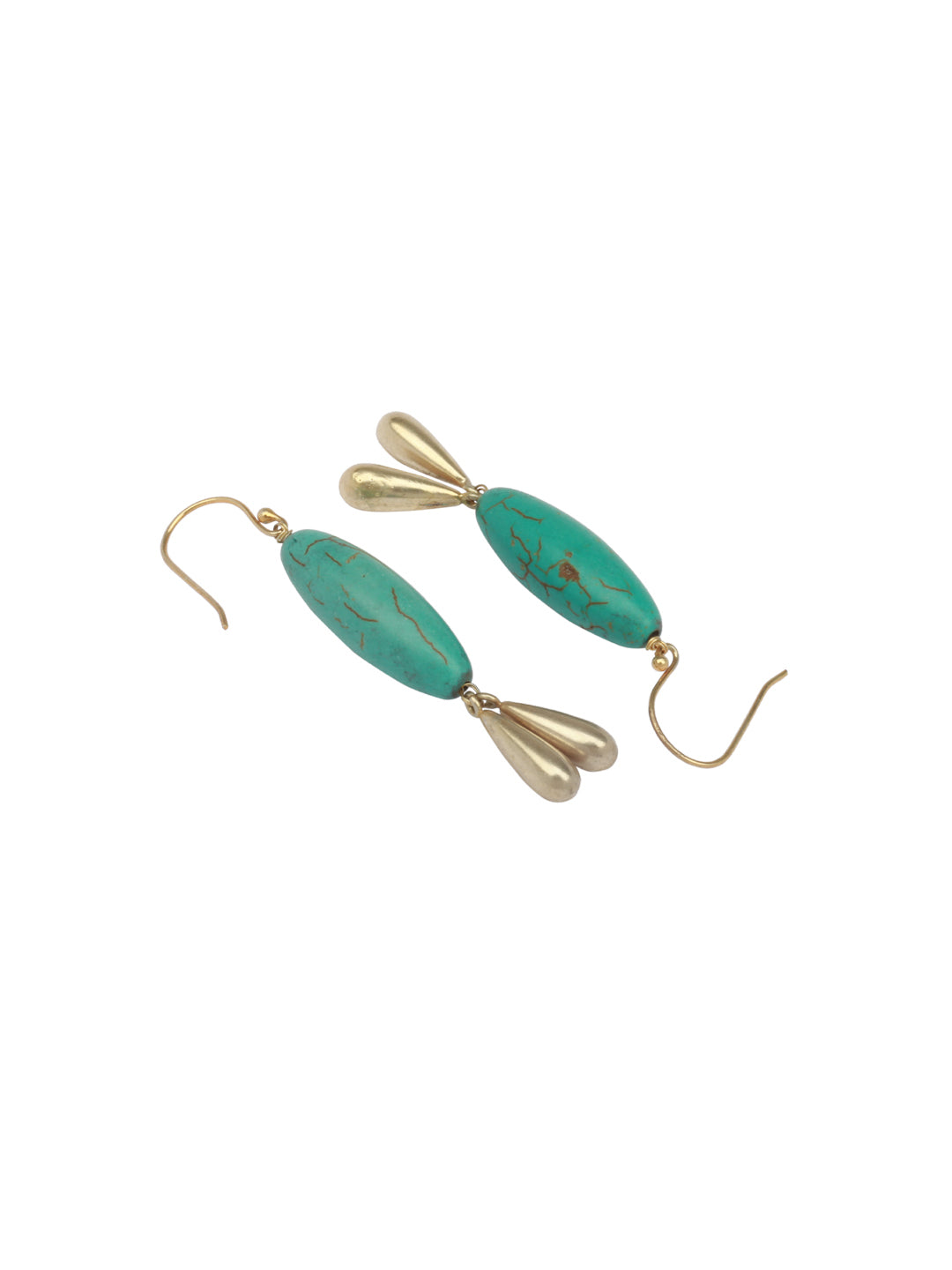 Sangeeta Boochra Turquoise Gold Tone Tribal Silver Earrings-Earrings-Sangeeta Boochra