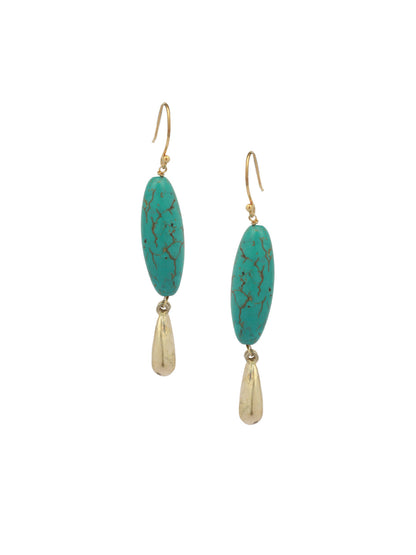 Sangeeta Boochra Turquoise Gold Tone Tribal Silver Earrings-Earrings-Sangeeta Boochra