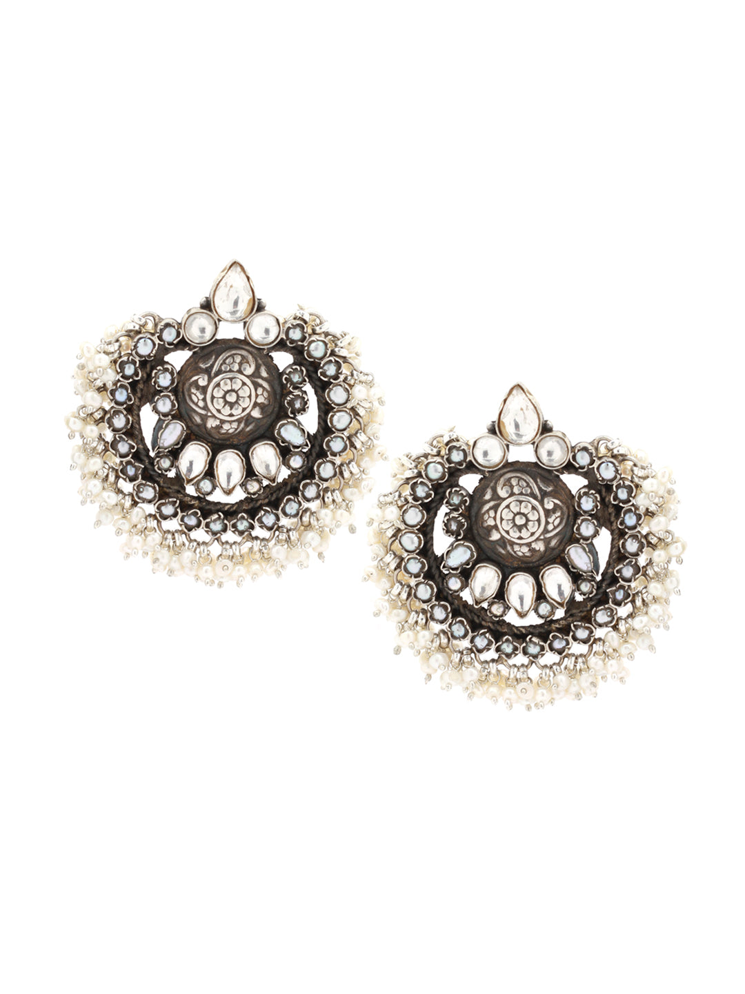 Sangeeta Boochra Tribal Silver Earrings-Earrings-Sangeeta Boochra