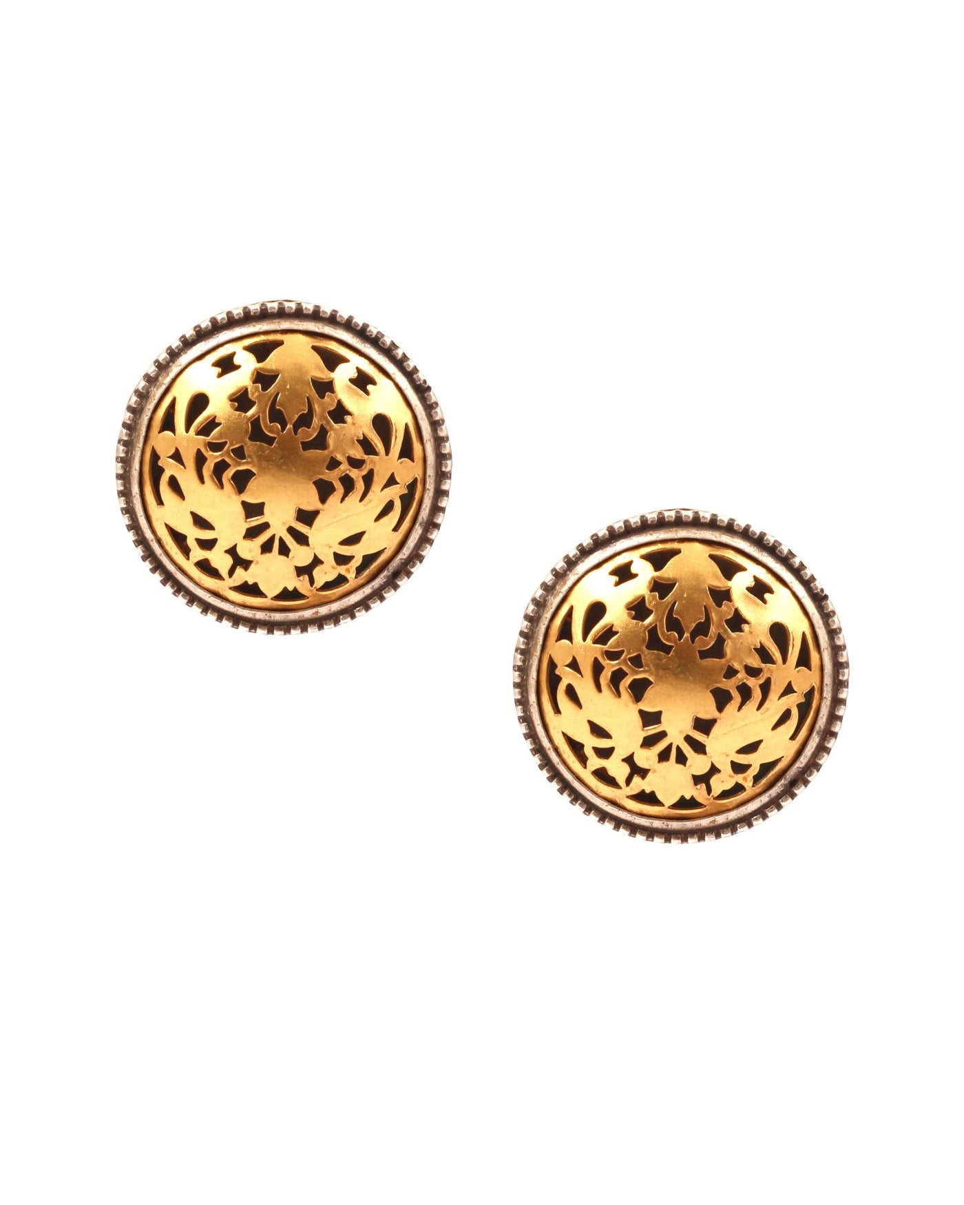 Sangeeta Boochra Gold Tone Tribal Silver Earrings-Earrings-Sangeeta Boochra