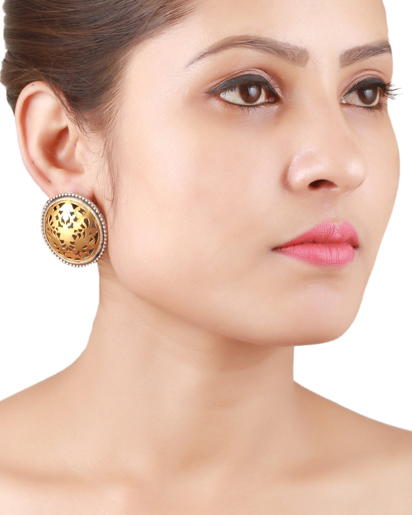 Sangeeta Boochra Gold Tone Tribal Silver Earrings-Earrings-Sangeeta Boochra