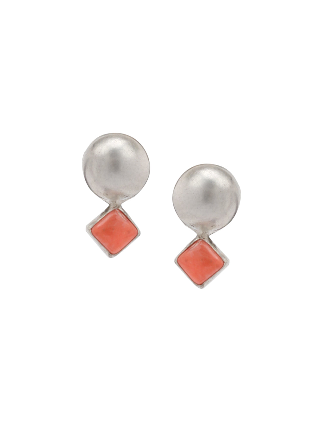 Sangeeta Boochra Orange Tribal Silver Earrings-Earrings-Sangeeta Boochra