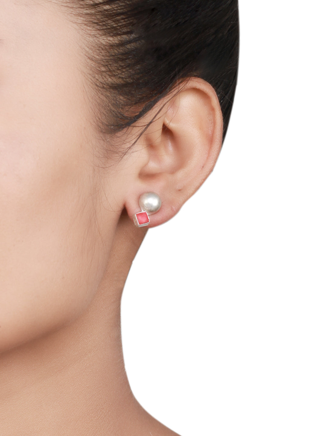 Sangeeta Boochra Orange Tribal Silver Earrings-Earrings-Sangeeta Boochra