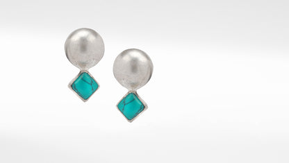 Sangeeta Boochra Blue Tribal Silver Earrings