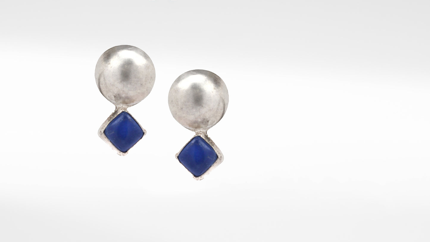 Sangeeta Boochra Blue Tribal Silver Earrings