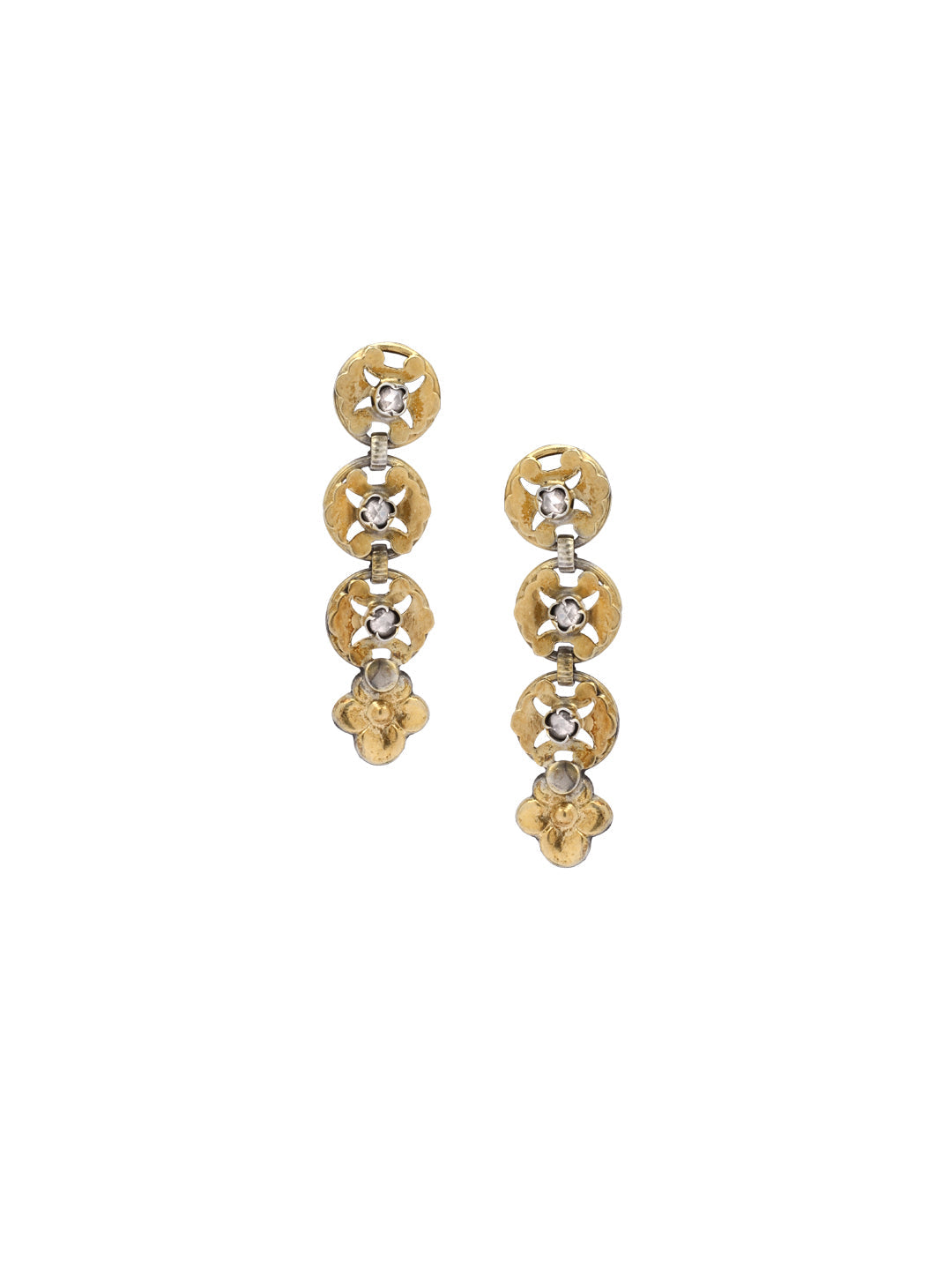 Sangeeta Boochra Gold Tone Tribal Silver Earrings-Earrings-Sangeeta Boochra