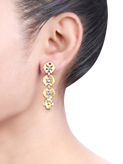 Sangeeta Boochra Gold Tone Tribal Silver Earrings-Earrings-Sangeeta Boochra