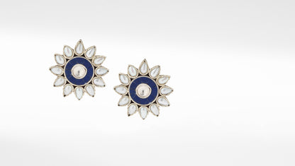 Sangeeta Boochra Blue Tribal Silver Earrings