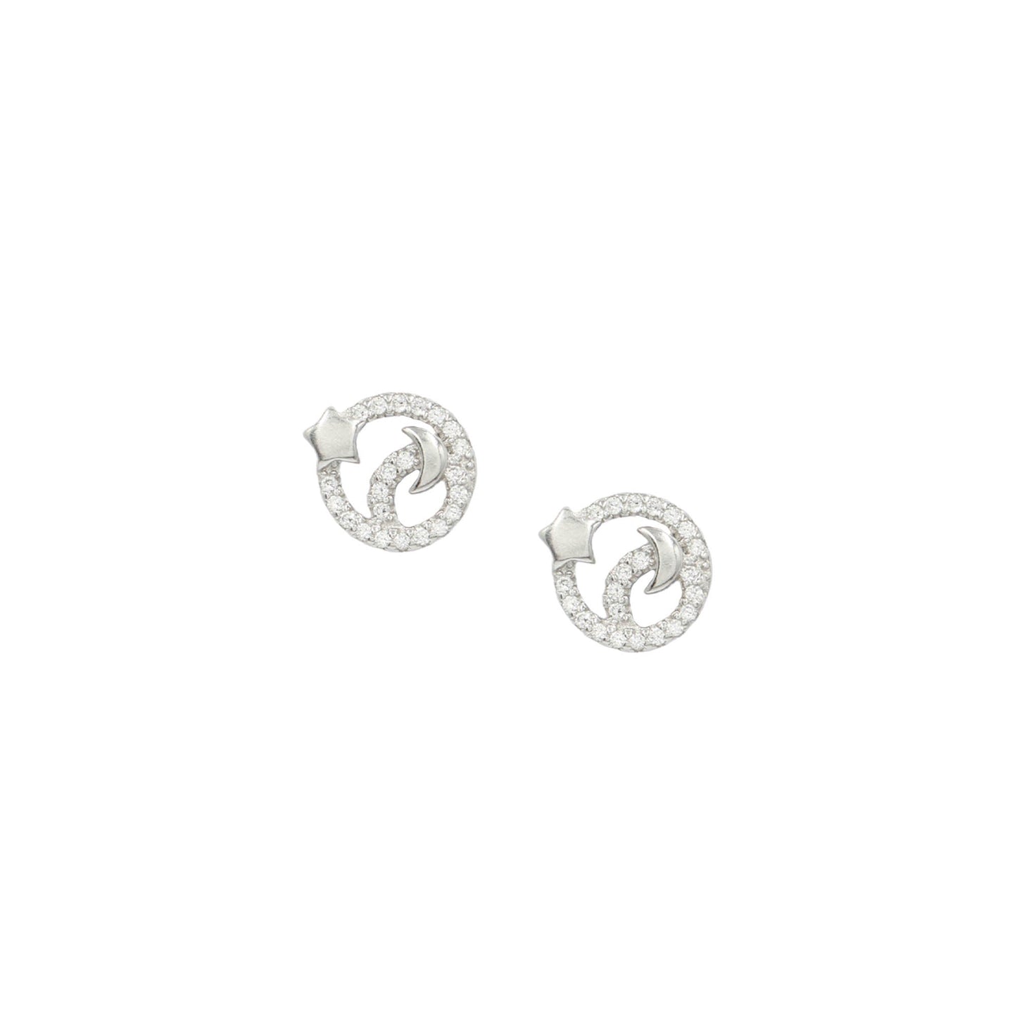 Sangeeta Boochra 925 Sterling Silver Jewelry Circular Cubic Zirconia CZ Stud Earring